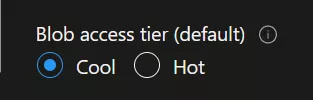 Azure Portal Blob Access Tier Options Cool or Hot only